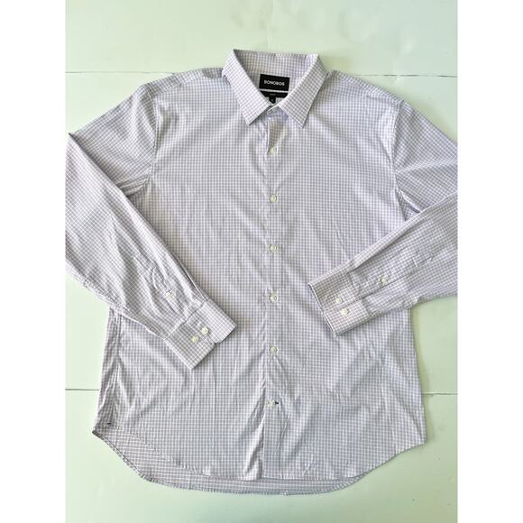 Bonobos Slim Fit Stretch Shirt Men XL Purple Check Lightweight Business Casual - Picture 2 of 9